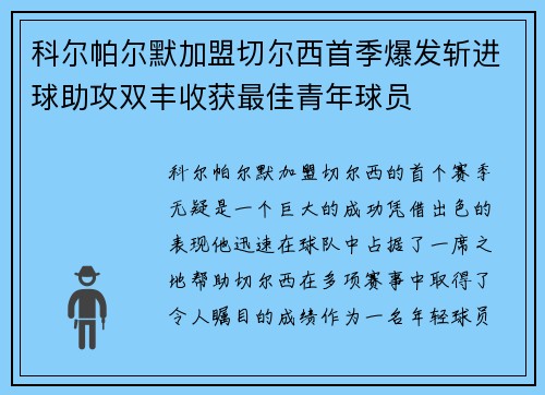 科尔帕尔默加盟切尔西首季爆发斩进球助攻双丰收获最佳青年球员